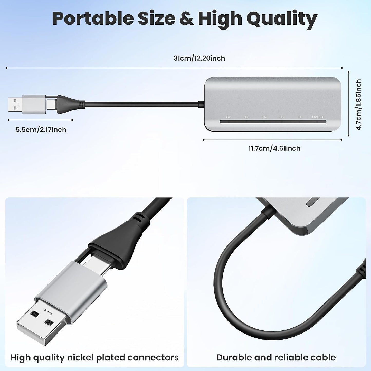 Bawanfa Plus 6-in-1 2.0 5Gbps 6 CFast Card Reader, USB C & USB A Multi Card Reader for CFast/MS/CF/SD/TF/XD - CFast