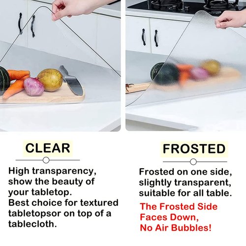 Leffora 56 Inch Clear Round Table Cover Protector, 2.0mm Thick Plastic Desk Protector Mat, Round Waterproof PVC Desk Cover, Vinyl Placemats for Circle Desktop, Coffee Table, Dining Room Table