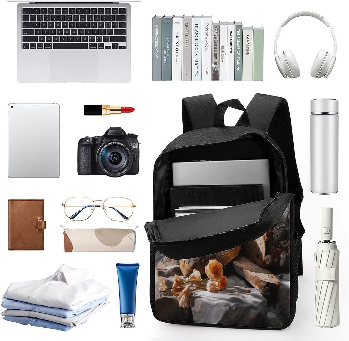 AJmores Backpack Backpack Backpack Backpack Bread in Bakery Printed Bulk Laptop Lightweight Travel