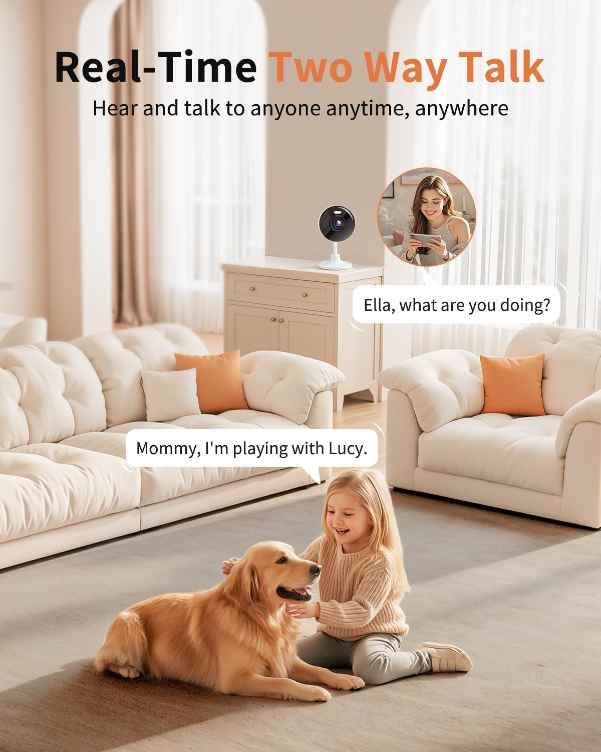 Techage 2K 5G 2.4G 2-Way 24/7 IP65, K07-2P Cameras for Home Security, & WiFi Security Camera Indoor Outdoor for Baby