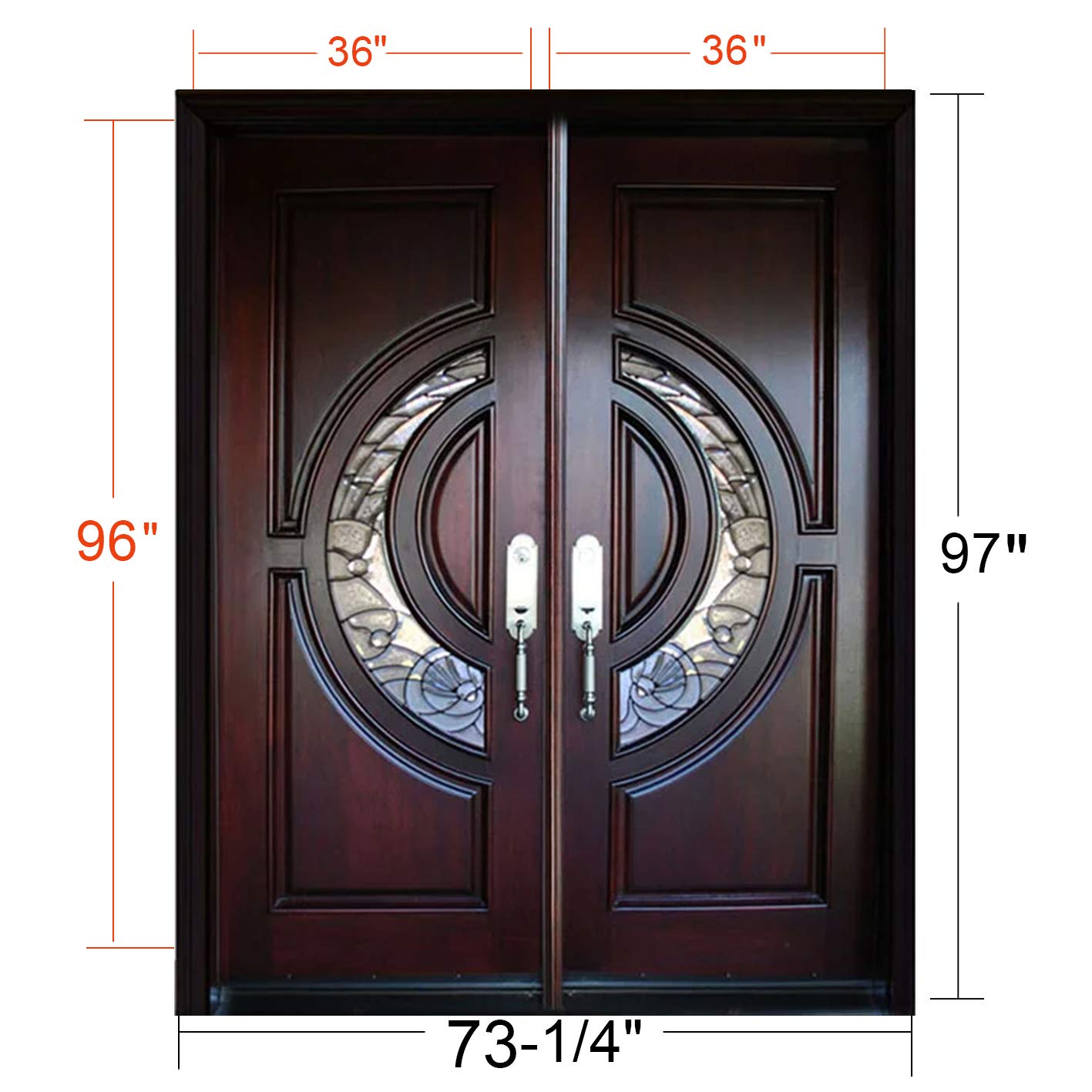 BGW-M580E-73 1/4" X 97" X 5 1/4" R/H Prehung Entry Front Door with Brickmould and Both Doors are Active.