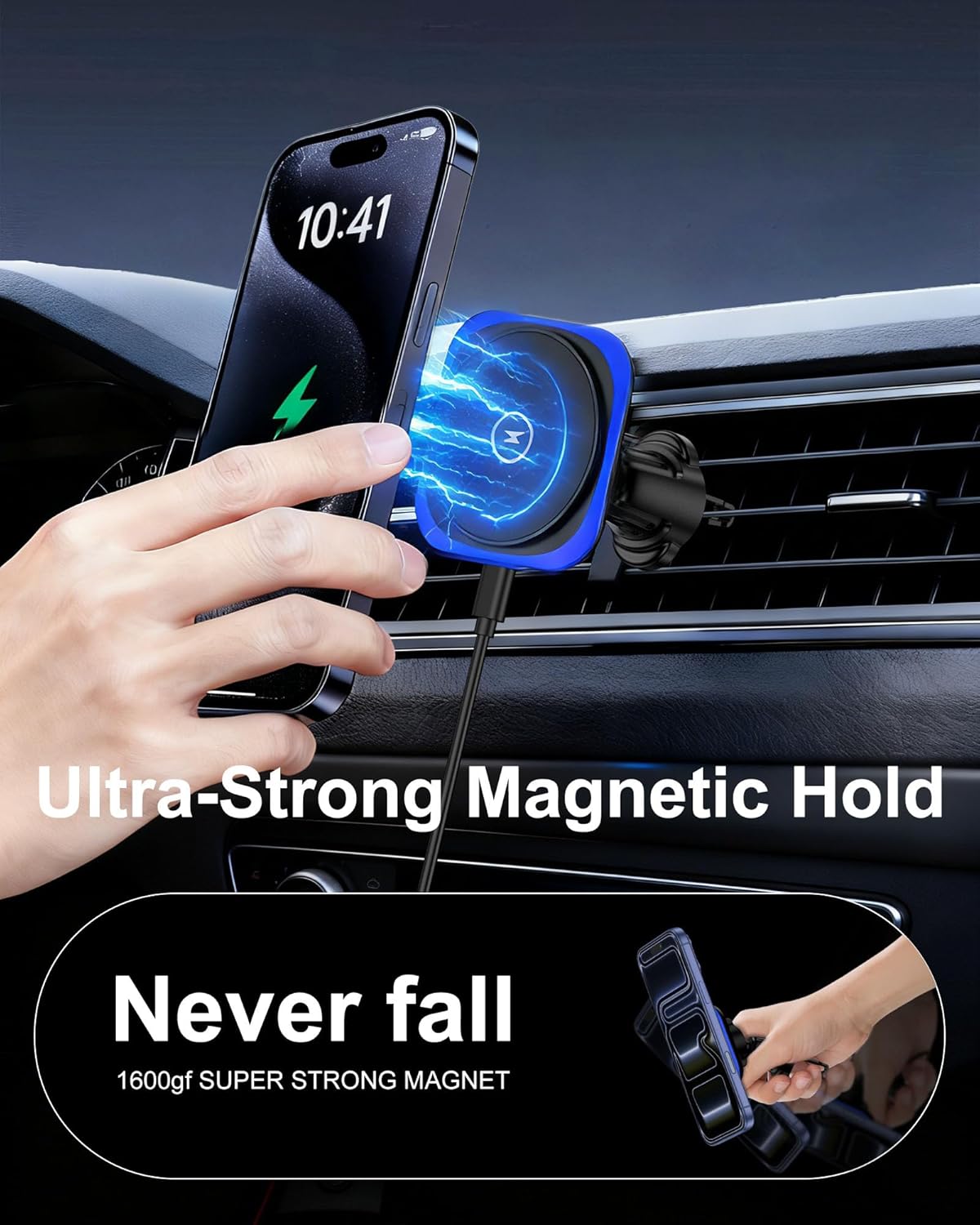 Bordsek 15W 17e 16 15 14 13 12 Max/17 S26/S25 MagSafe Car Mount Charger,Magnetic Wireless Car Charger,Air Vent