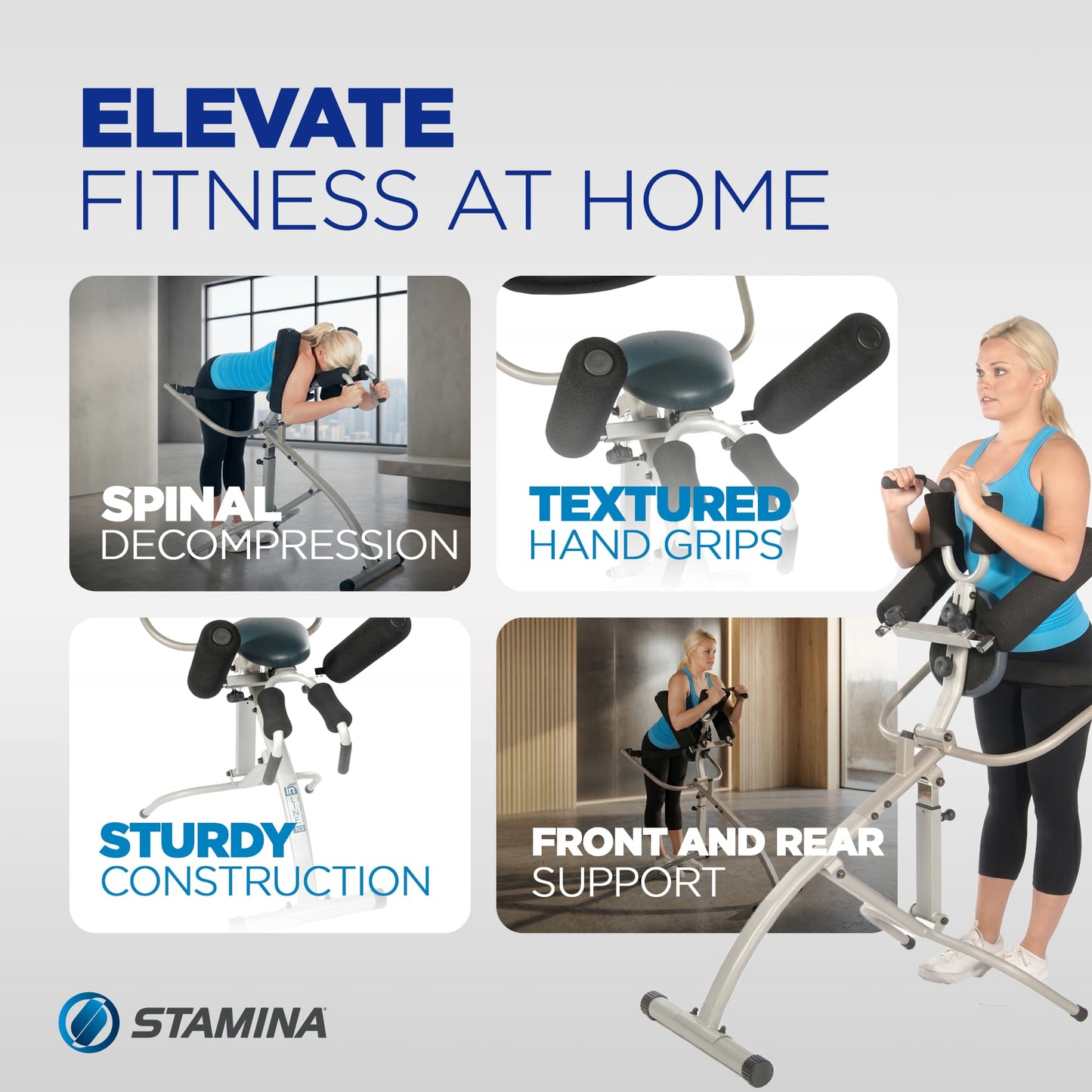 Stamina InLine Traction Control System, Back Pain Relief & Spine Decompression Machine - Stretching and Exercise Equipment for Home and Gym Workout - Portable Lower Body Fitness Stretcher