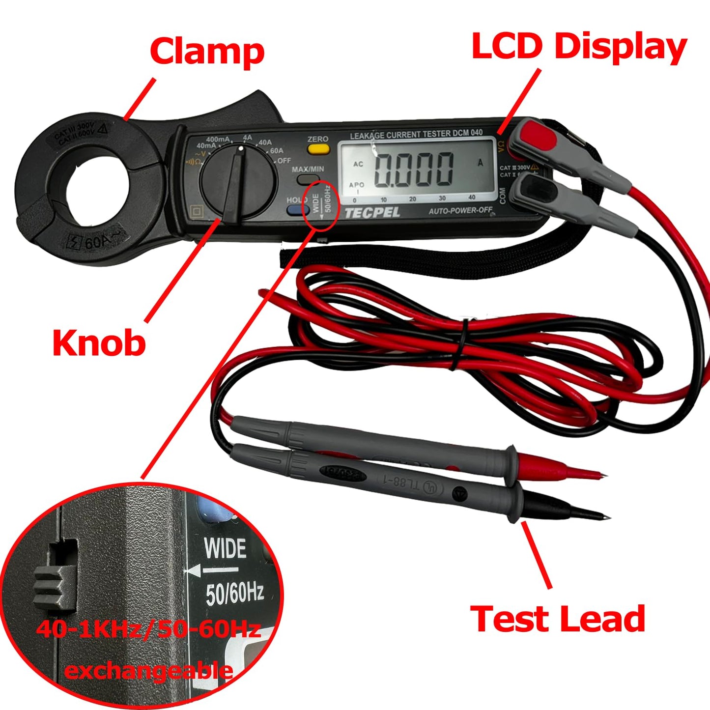 TECPEL DCM-040 AC Leakage Clamp Meter 10 μA high Resolution on 40mA Range