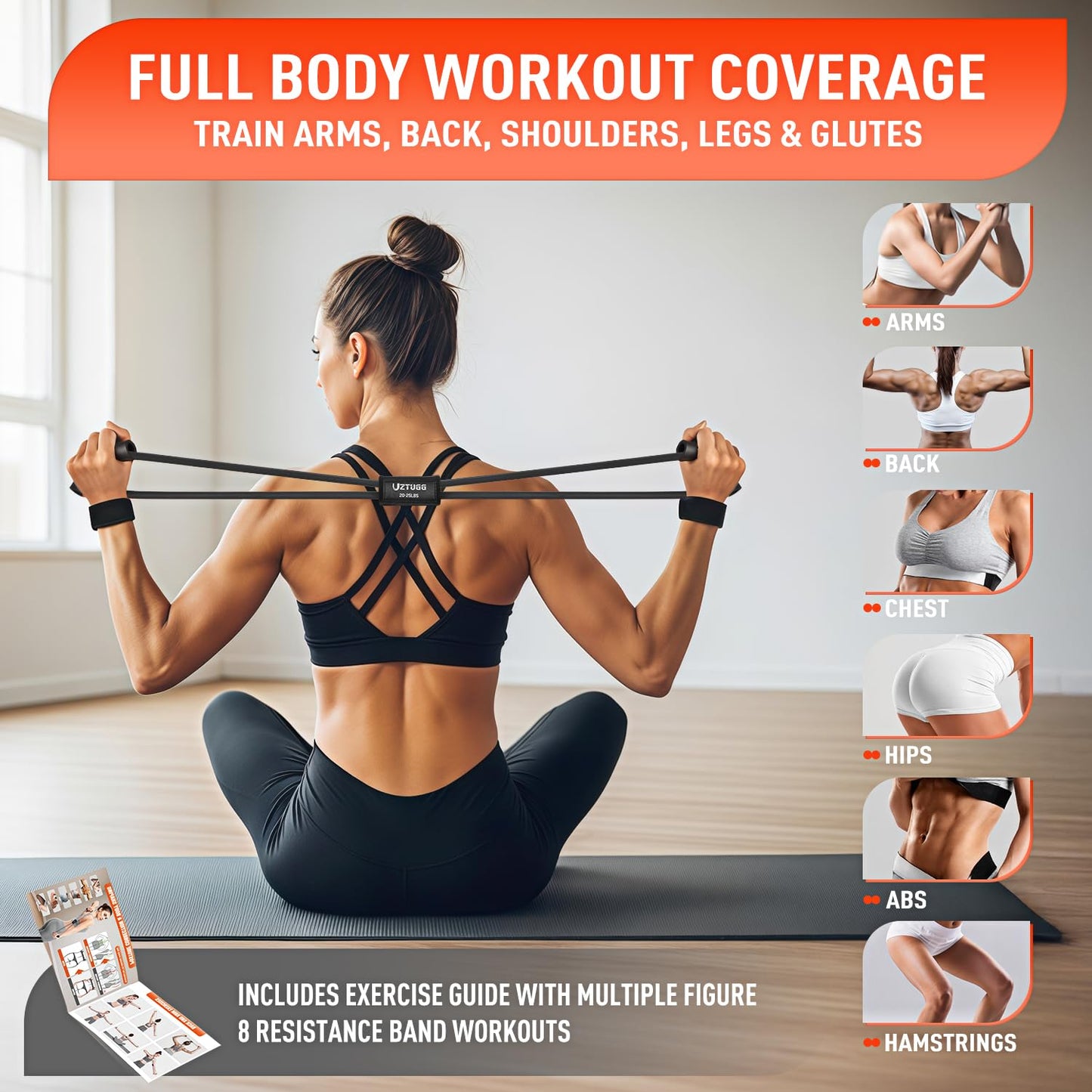 Figure 8 Resistance Bands for Arm, Back – 3-Level Latex Heavy Exercise Bands with Handles for Strength Training, Full Body Workout, Physical Therapy, Pilates, Yoga, Home Gym Equipment for Men & Women