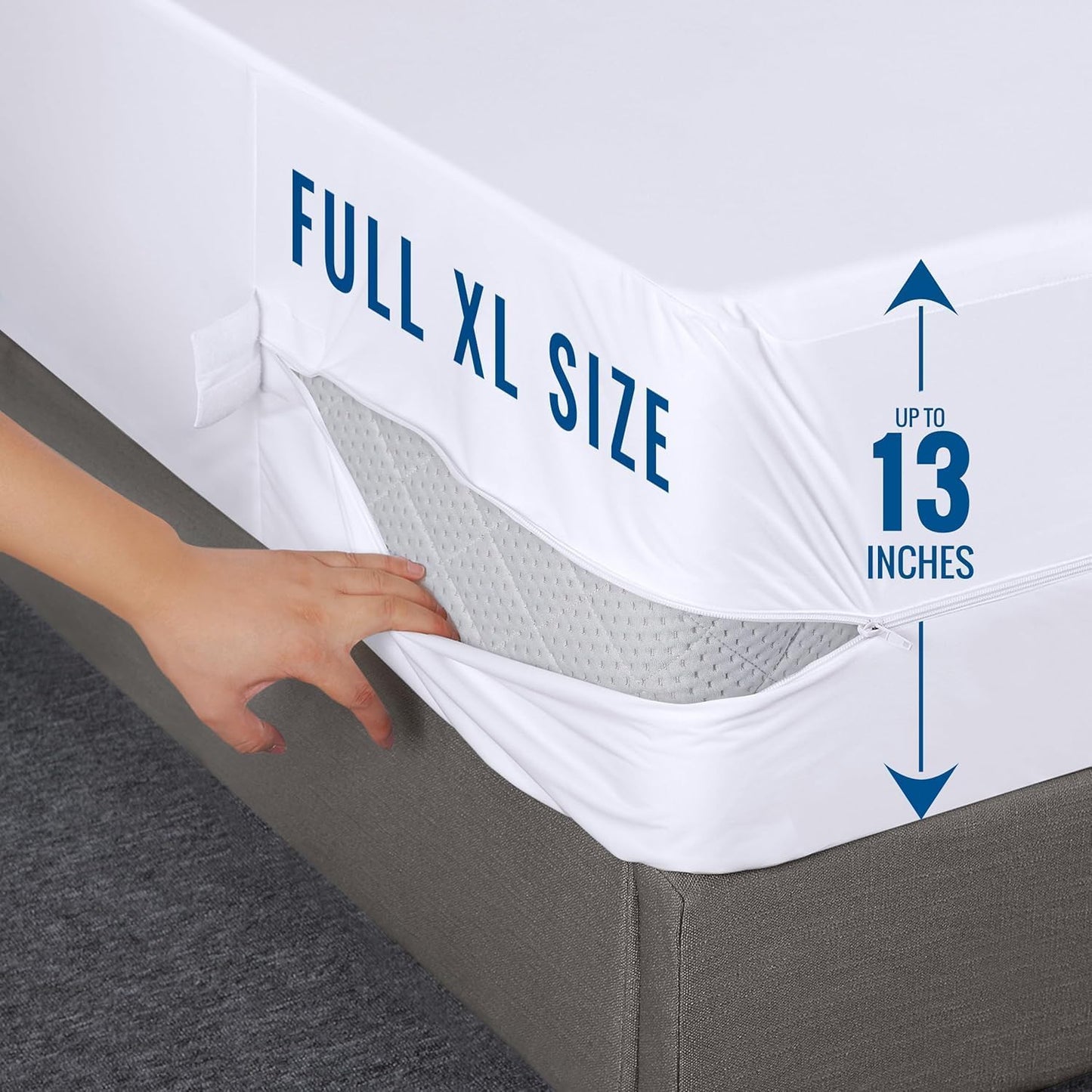 Utopia Bedding Waterproof Mattress Protector - Full XL Size, Zippered Bed Bug & Dust Mite Proof Cover