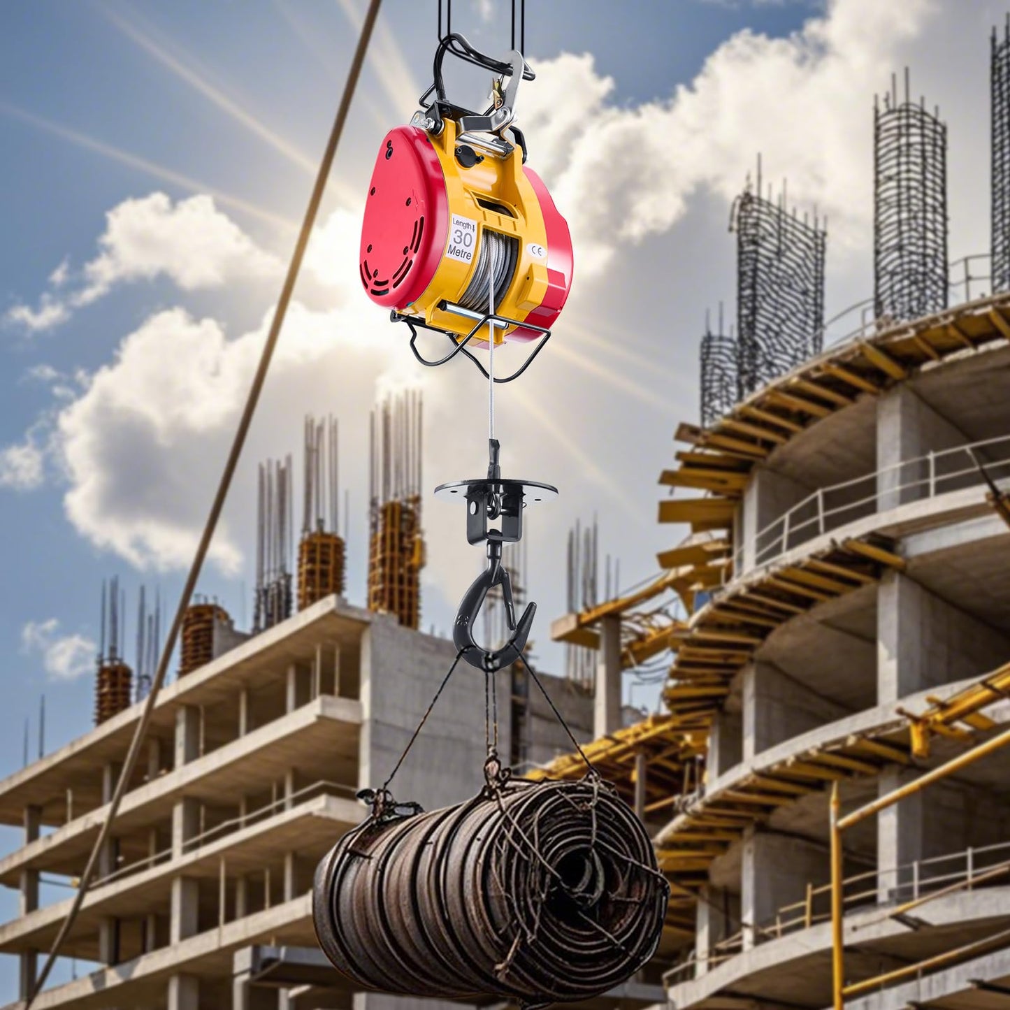 VEVOR 2-in-1 Electric Hoist Winch, 1100 lbs Capacity, 1800W Portable Power Winch, 98 ft Lifting Height, 36 ft/min with Wire and Wireless Remote Control, for Garage, Warehouse, Factory Lifting Towing