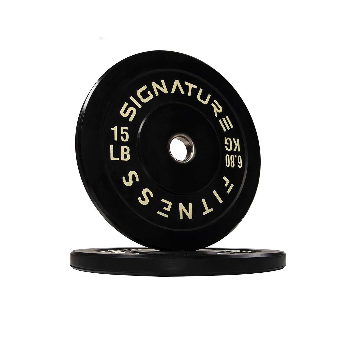 Signature Fitness 2" Olympic Bumper Plate Weight Plates with Steel Hub, 15LB Pair, Colored