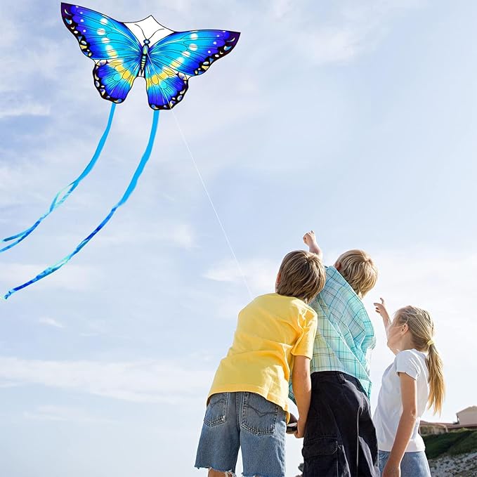 HONBO Butterfly Kites for Kids & Adults,55" x 28" Large Beginner Kite for Kids Ages 4-8,Easy to Fly for Beginners, Each Kite with 300ft Line Handle,Beach Kites for Outdoor Activities & Family Trip