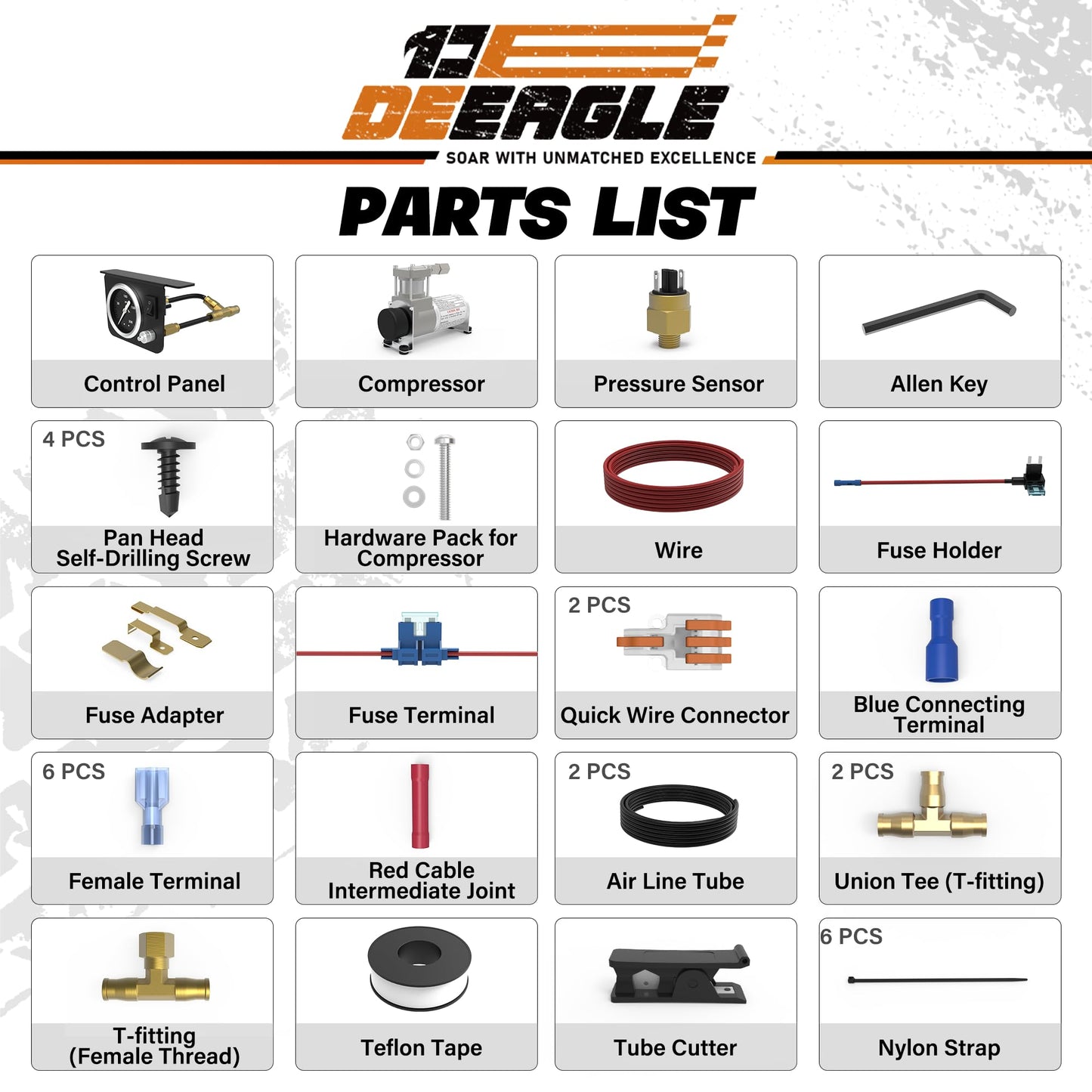 DEEAGLE Air Bag Compressor Kit for Airbags, On Board Air Compressor System for Truck, Ford F150, F250, F350, Chevrolet Silverado GMC Sierra Dodge Ram, Fast Inflation, Low-Pressure Sensor