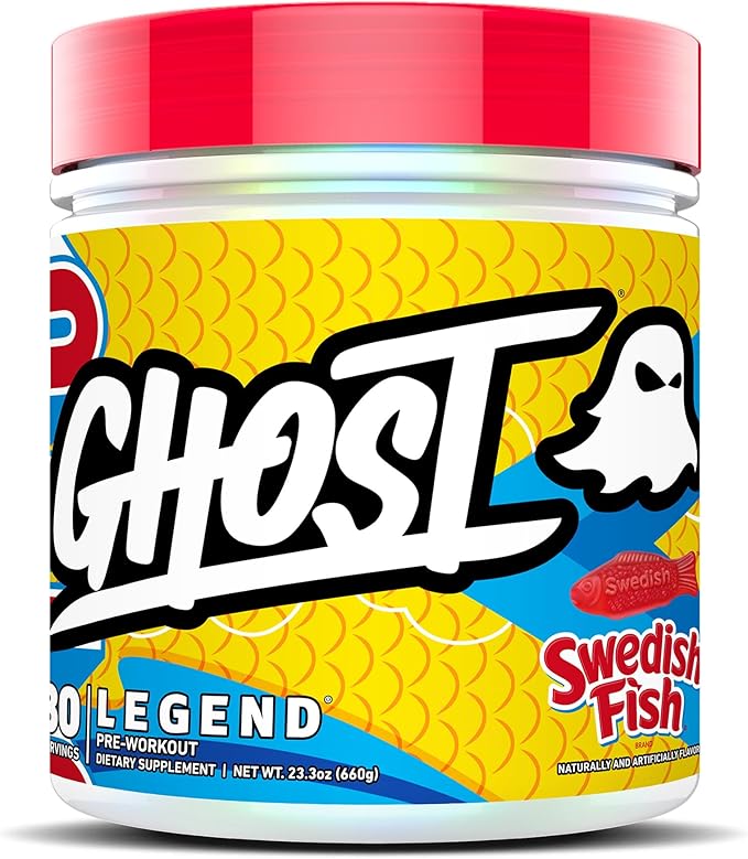 GHOST Legend Pre-Workout Powder, Swedish Fish - 30 Servings ??Pre-Workout for Men & Women with Caffeine, Choline, L-Citrulline, & Beta Alanine for More Pumps, Energy & Focus - Vegan Friendly
