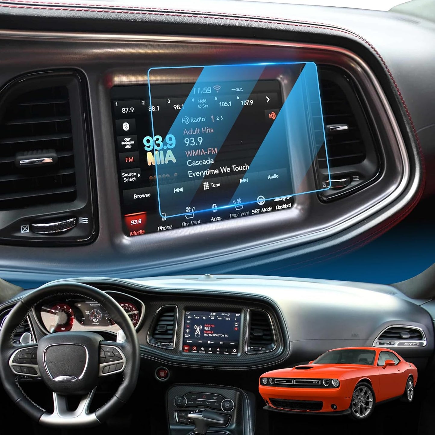 2017-2018 8.4 Inch, 9H LFOTPP Car Navigation Screen Protector for Compass Uconnect Tempered Glass Hardness Car