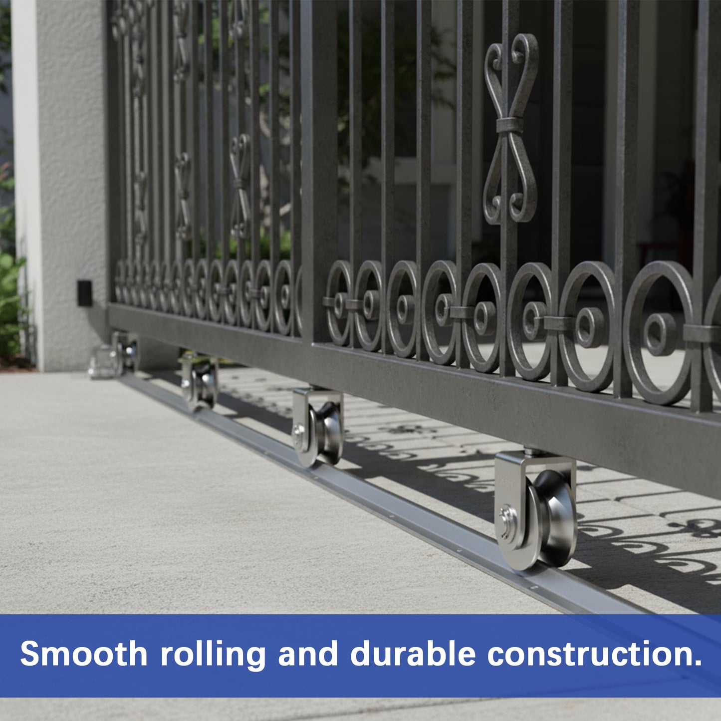 24 Ft V-Track Galvanized Inverted V Track for 1'' OD V-Groove Sliding Gate Rollers Driveway Gate with Hammer Drive in Anchors, Heavy Duty Sliding Driveway Gate Track
