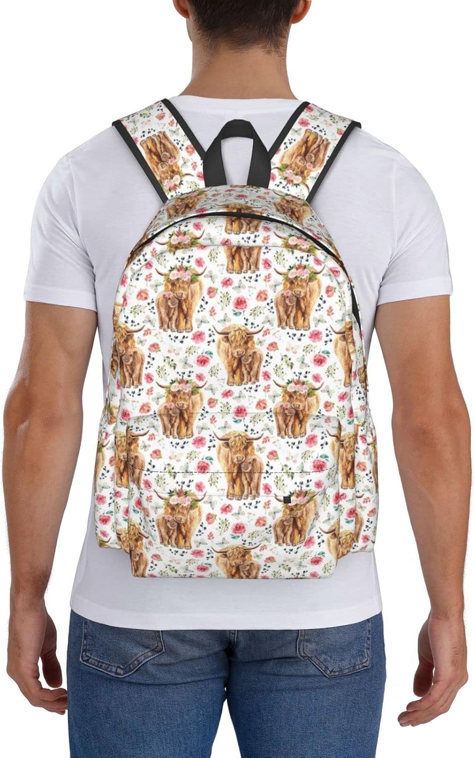 Zisqerts Backpack 16 Inches Backpack Highland Cow Lightweight Travel Laptop