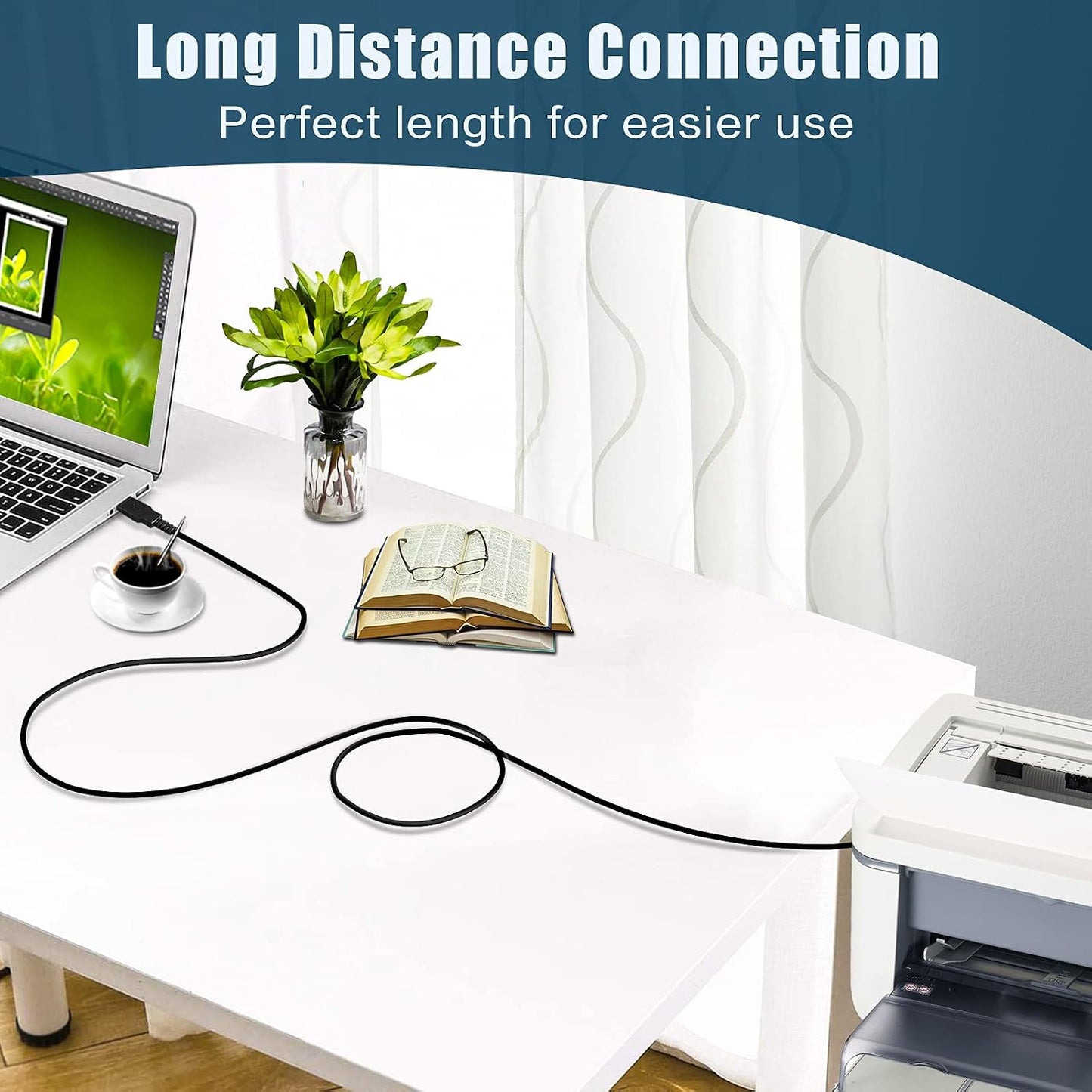 10FT 450 Replacement USB PC Data Transfer Host Cable Cord Printer Cable for DYMO Label Writer Twin Turbo Label Printer
