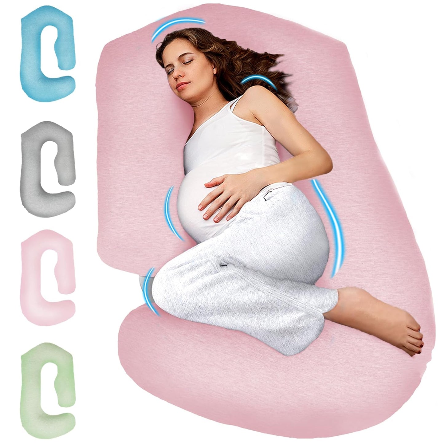 PILLANI Pregnancy Pillow - V C U Shaped 57-Inch Full Body Support with Removable Washable Cover | Cooling Maternity Comfort