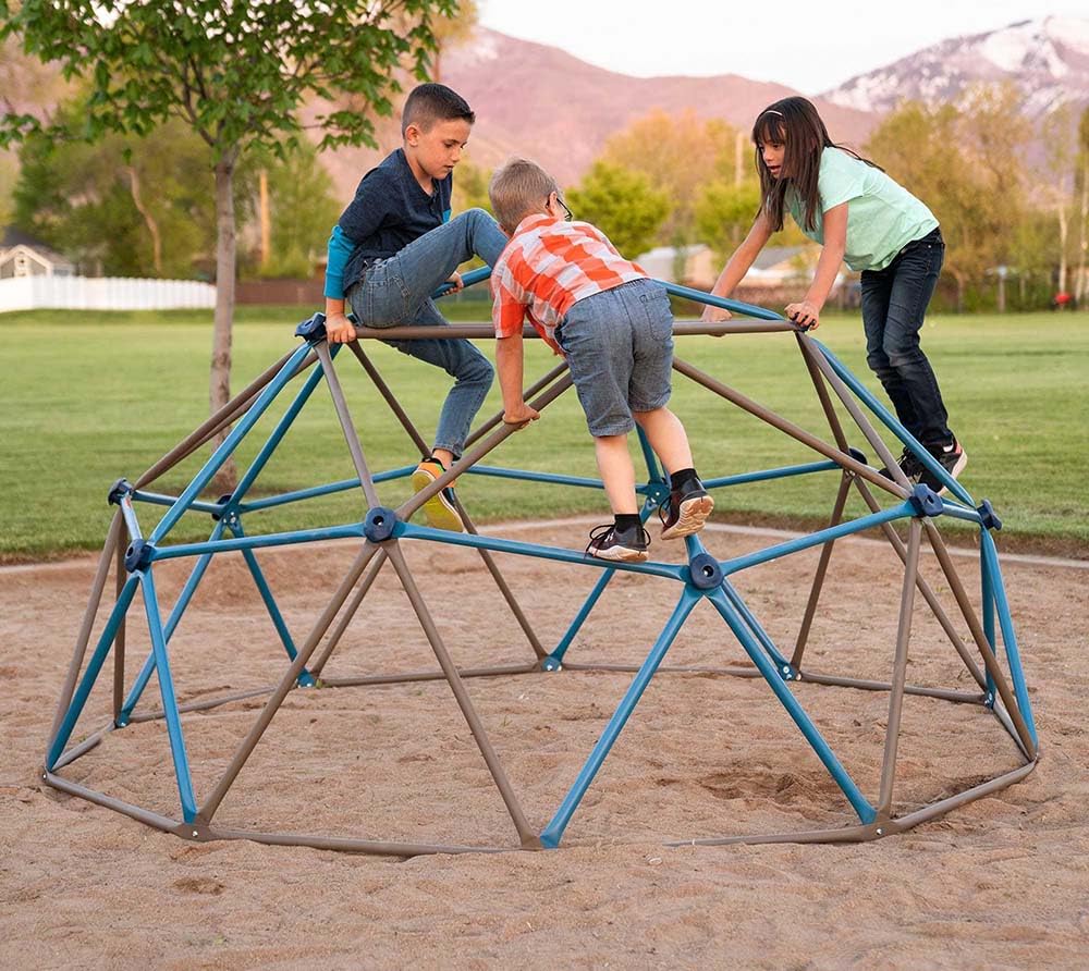Lifetime 90939 Geometric Dome Climber Jungle Gym, 4.5' High x 9' Wide, Blue & Brown