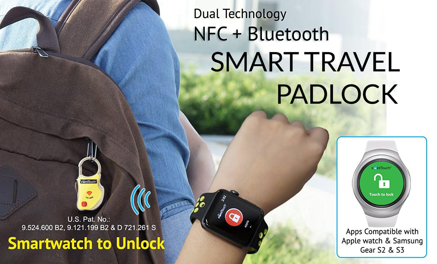 eGeeTouch Smart Travel Lock-Secure & Track Your Luggage/Backpack Anywhere You go.. (Mix 2 Pack)