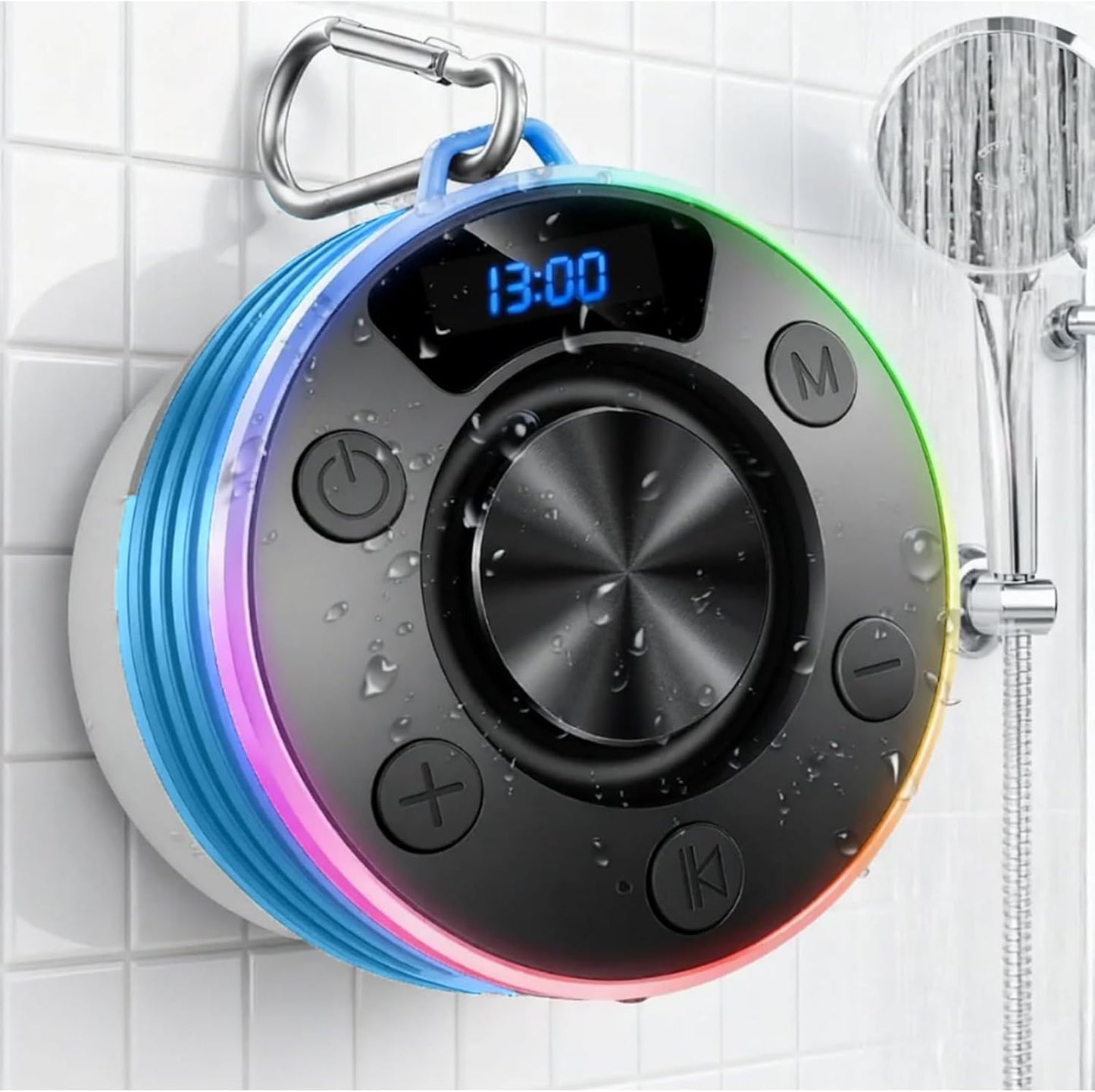 Dyurwa IPX7 Speakers Bluetooth Wireless, Shower Speaker with Lights, Waterproof Bluetooth Speakers with Suction Cup