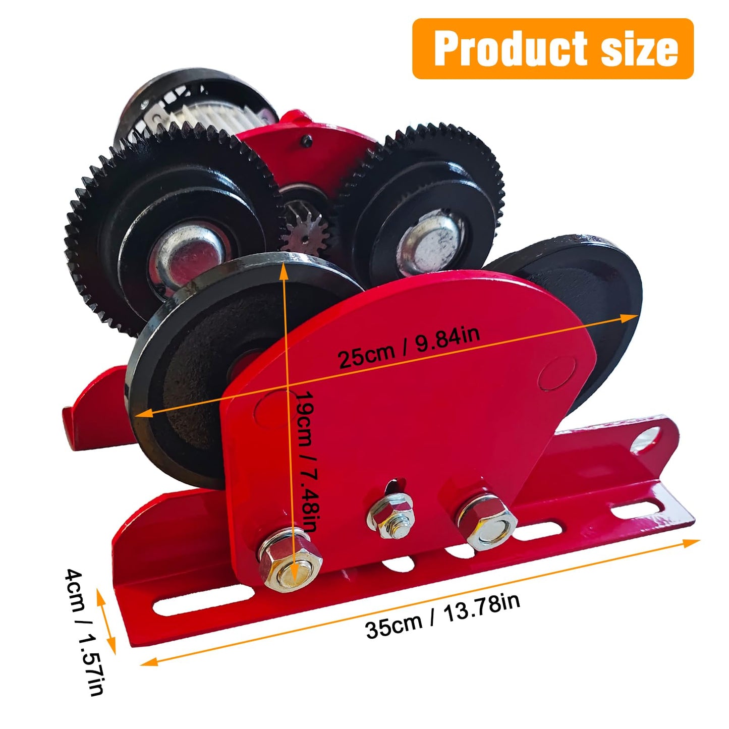 Bigorenda Electric Trolley for Power Hoist, 2204LBS Capacity, for PA200-PA1000 Hoists Push Geared Overhead Heavy Duty Wheels, 2.68-4.33"Adjustable Beam Flange Width for Straight Curved I Beam Trolley