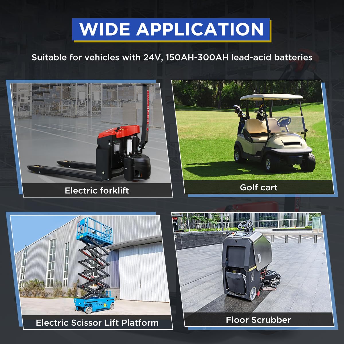 Forklift Battery Charger 24V 30A Smart 24 Volt Charger 900W Fully-Auto LCD Display Pallet Jack Battery Charger 7 Protections Trickle Charger for 24V Electric Pallet Jack & Forklift & Floor Scrubber
