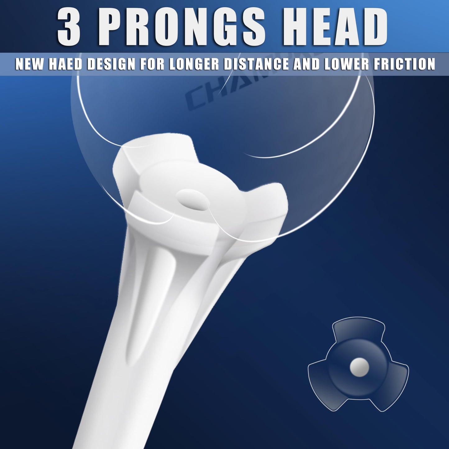CHAHMPKEY Premium 3-Prong Plastic Golf Tees 3-1/4" 120 or 100 Pack- 40% Reduced Ball Contact with High Stability and Long Distance Performance Golf Tees Plastic(120 Assorted Pack - 3-1/4")