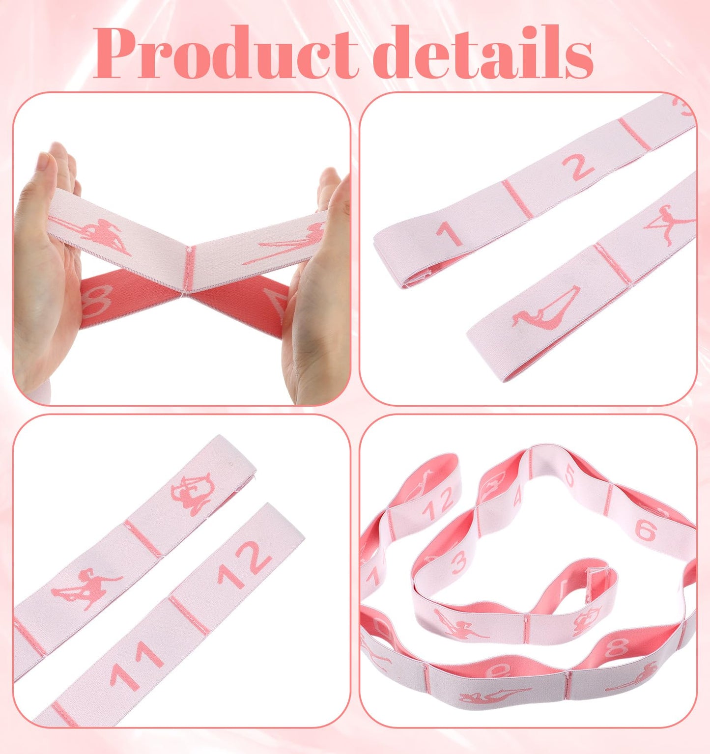 12 Loop Stretching Strap, Yoga Straps for Stretching, Dance Stretch Band Elastic Stretching Equipment for Flexibility & Fitness