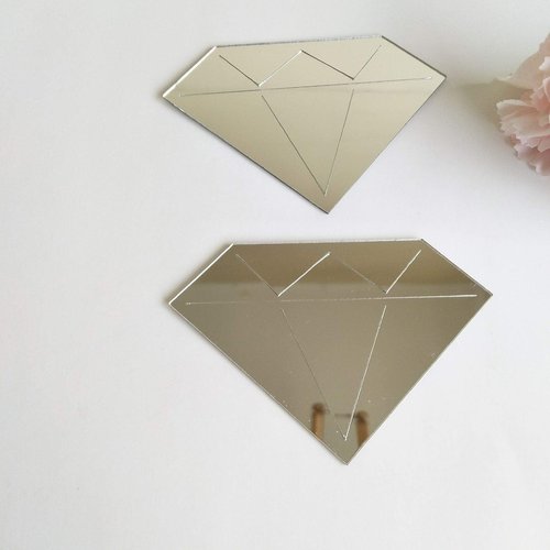 20PCS Diamonds Acrylic Mirror Wall Sticker, Diamond wall Mirror Decals for Nursery Decoration DIY Marriage Room Kids Children Room Home Decoration DIY Craft (Silver)