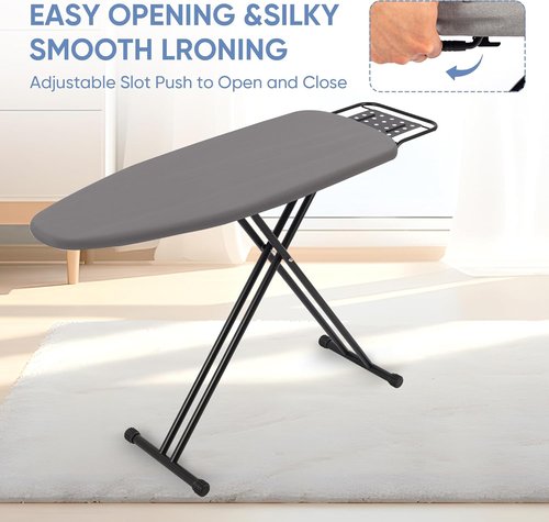 Jakeefud Full Size Ironing Board - 47" X 15" with Heat Resistant Cover & Adjustable Height