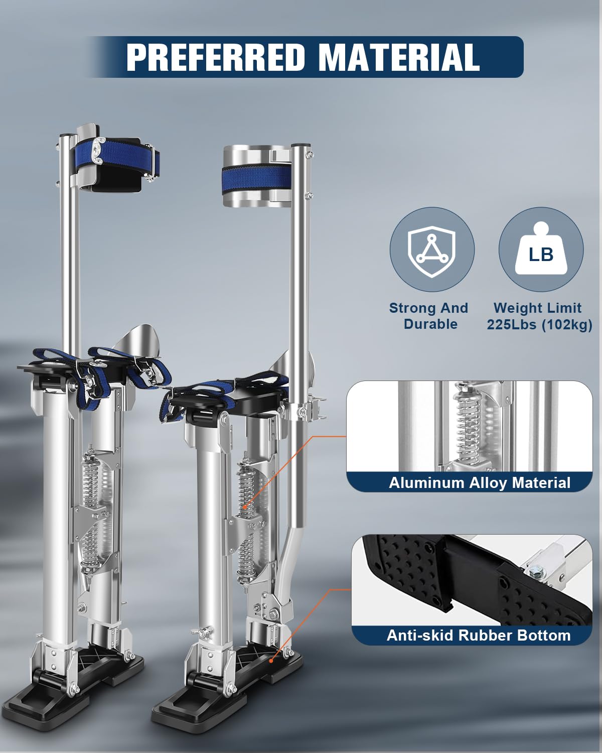 FAHKNS Drywall Stilts 18"-30", Stilts for Adults Adjustable Aluminum Work Stilts for Sheetrock Drop Ceiling Painting Painter Pruning Branches or Cleaning