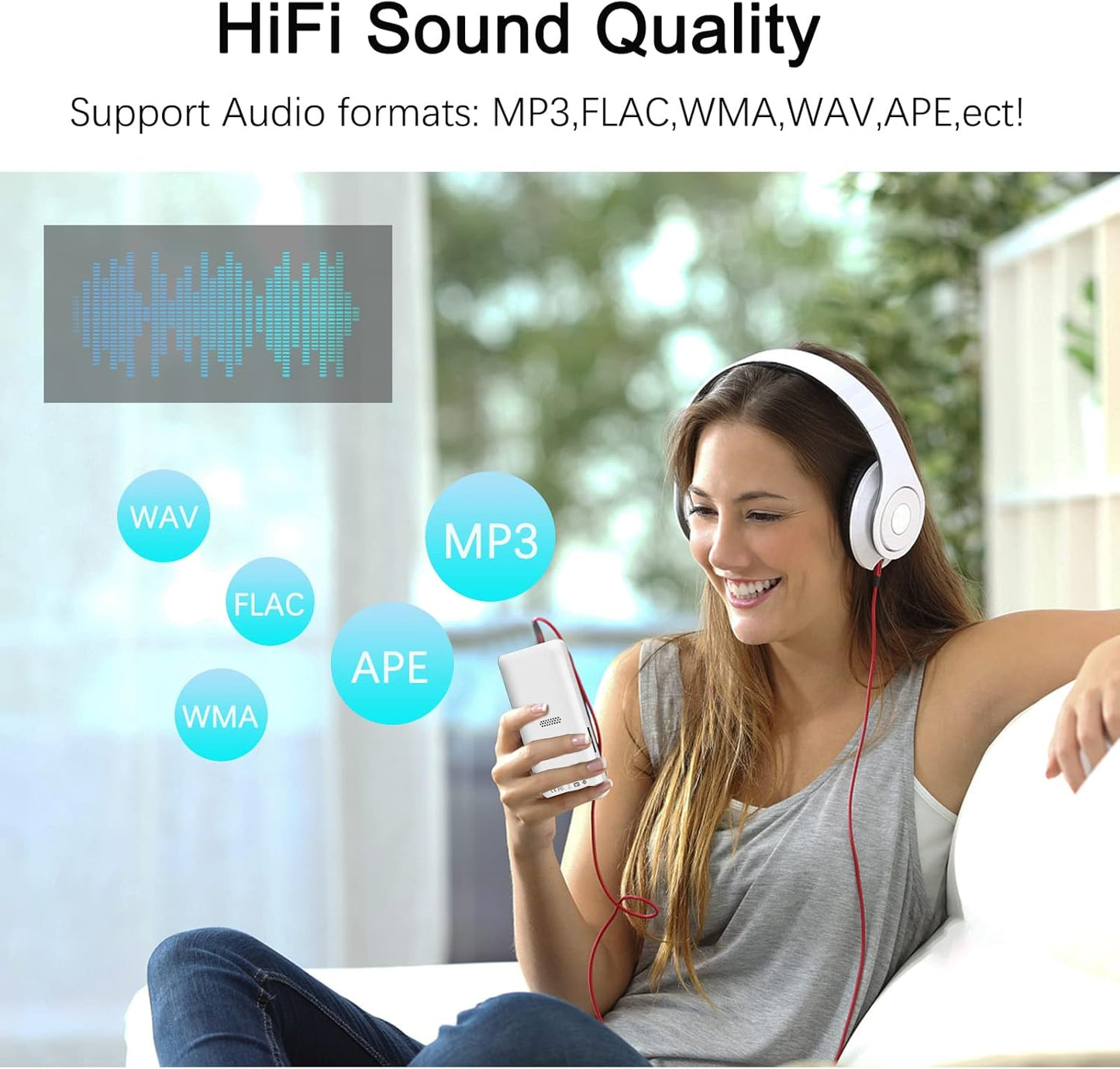 Aigital MP3 32GB Bluetooth Player with TF Card, Portable Music Player with Built-in HD Speaker, Video Function, FM