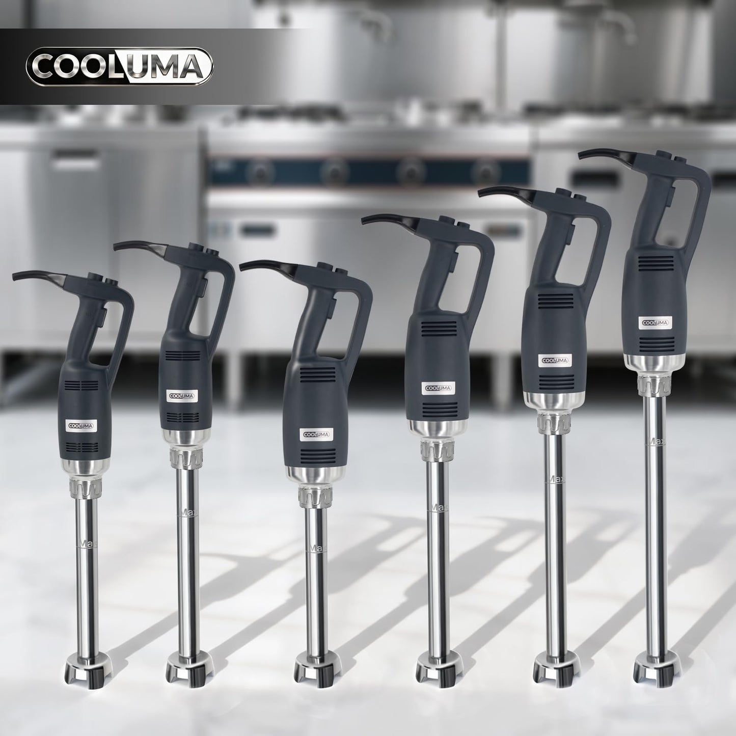 COOLUMA Commercial Immersion Blender, 500W Heavy Huty Hand Blender With 16 Inch Removable Shaft, 6,000-20,000 RPM Variable Speed, Industrial Hand Mixer For Pro Restaurant Kitchen.