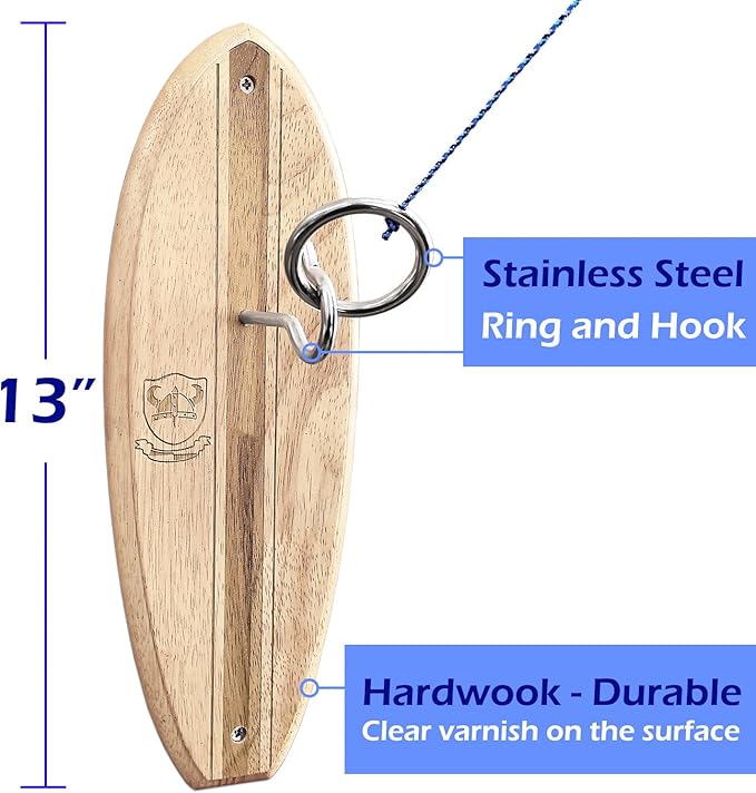 Hook and Ring Toss Game Swing Game DIY Kit -Stainless Steel Ring, Polyester Rope and Hardware