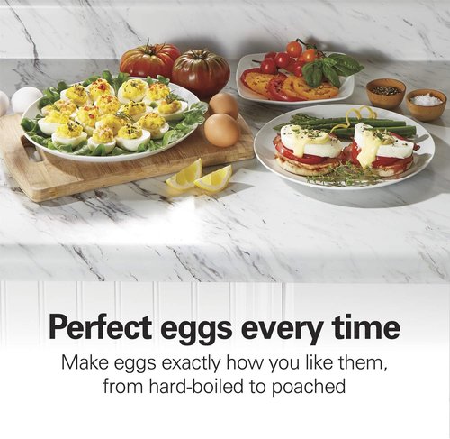 Hamilton Beach 3-in-1 Electric Egg Cooker - Hard Boiled, Poached & Omelet Maker, Black | Holds 14 Eggs