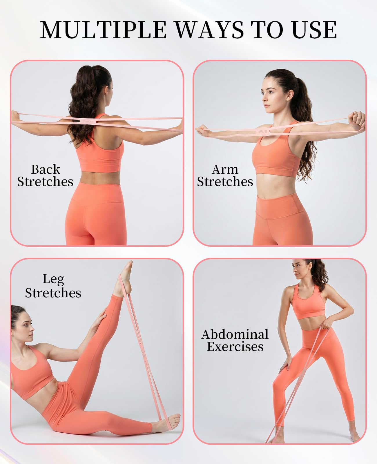 Waaqkid Figure 8 Resistance Band, 3pcs 15&25&35 Lbs Silicone Arm Posture Resistance Bands with Non-Slip Handles for Full Body Workout