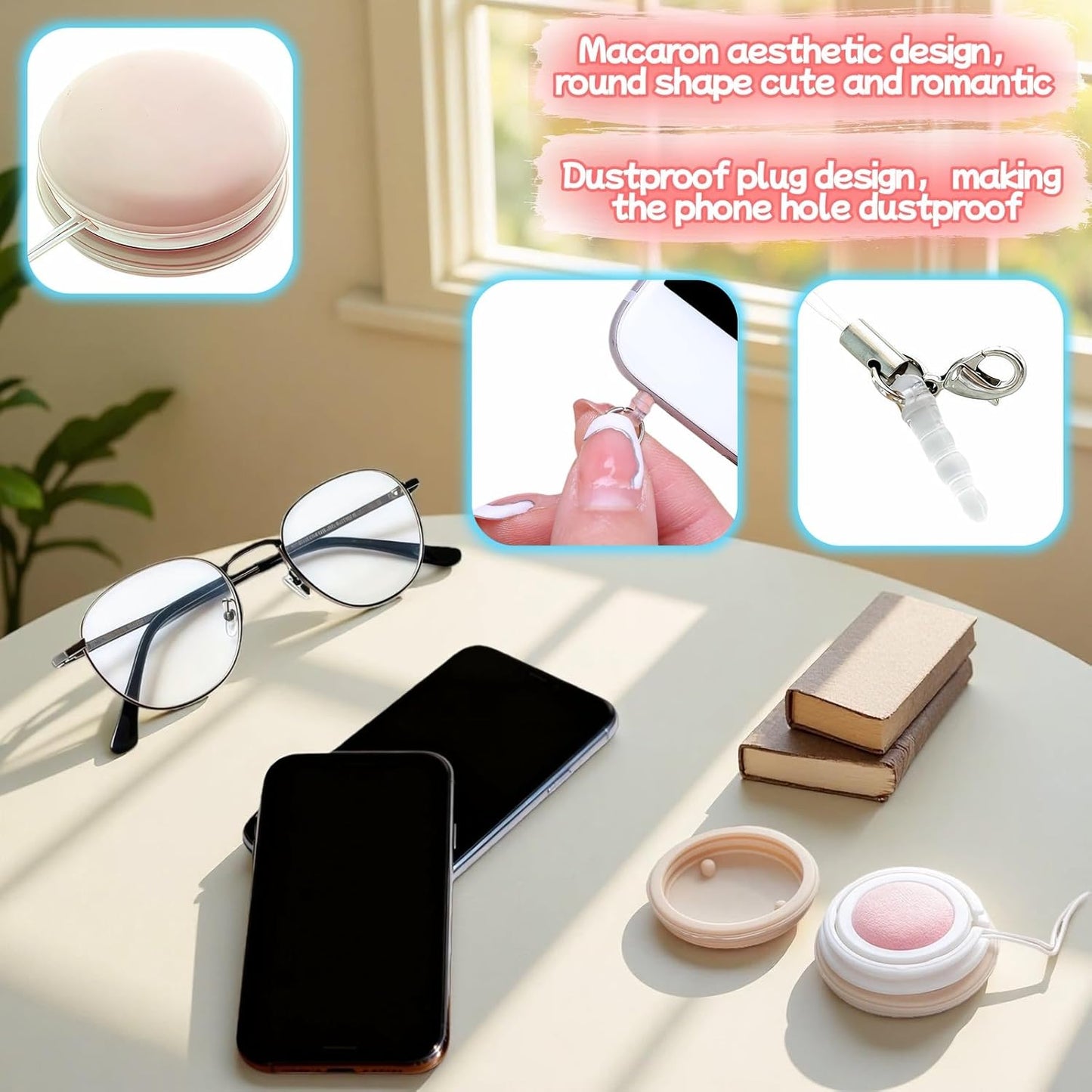 Btolin 2 Pack Phone Screen Cleaner Dust Plug, Portable Keychain Screen Cleaner for Glasses, Phone, Tablet, Lens