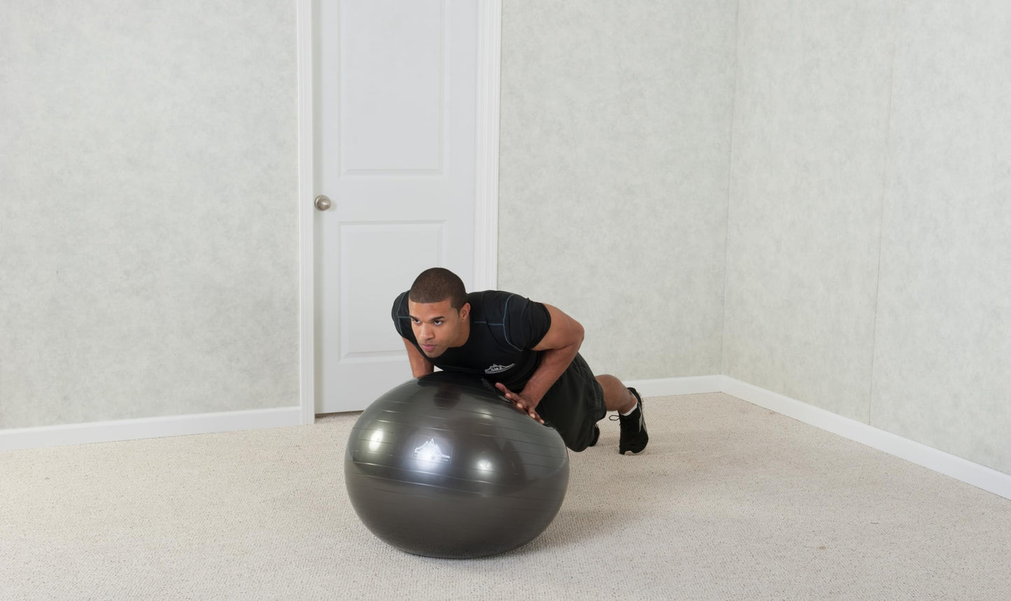 Black Mountain Products Professional Grade Stability Ball - Pro Series 1000Lbs Anti-Burst 2000Lbs Static Weight Capacity Blue