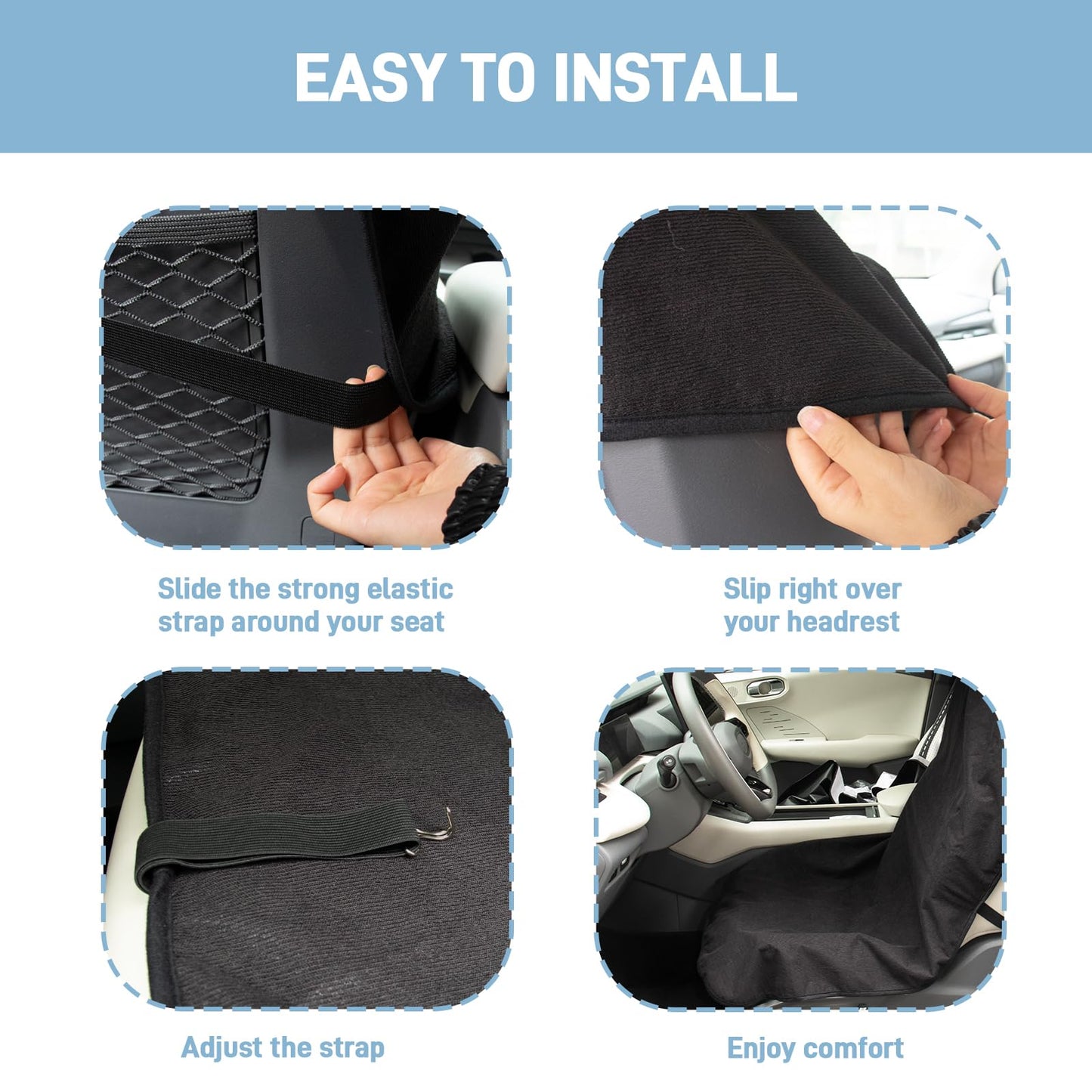 Waterproof Car Seat Cover Towel, Universal Fit Waterproof Sweating Seat Protector for Cars and SUVs, Anti-Slip Front Seat Cover for Gym, Outdoor, Pets & Travel, Black, Machine Washable
