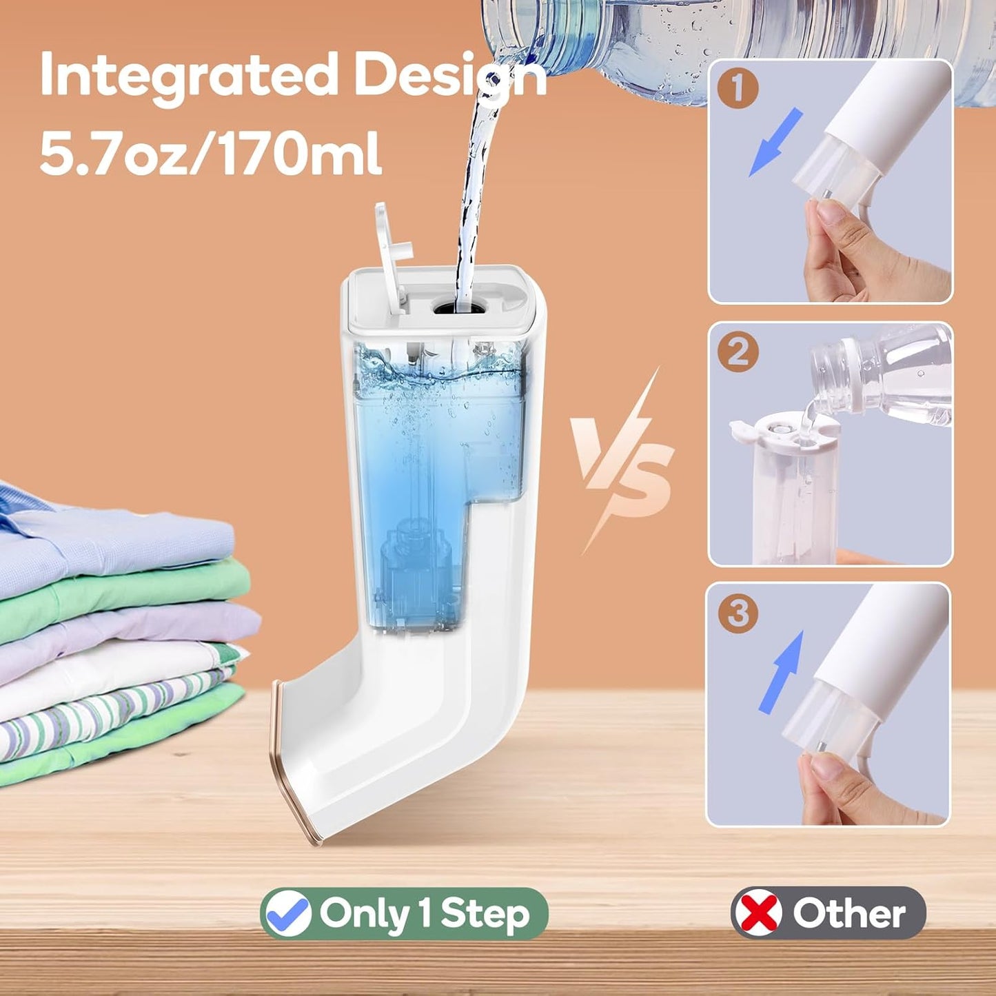 Skiennix Mini Travel Steamer - Dual Voltage 110-240V, 170ml Tank, Lightweight Handheld Wrinkle Remover