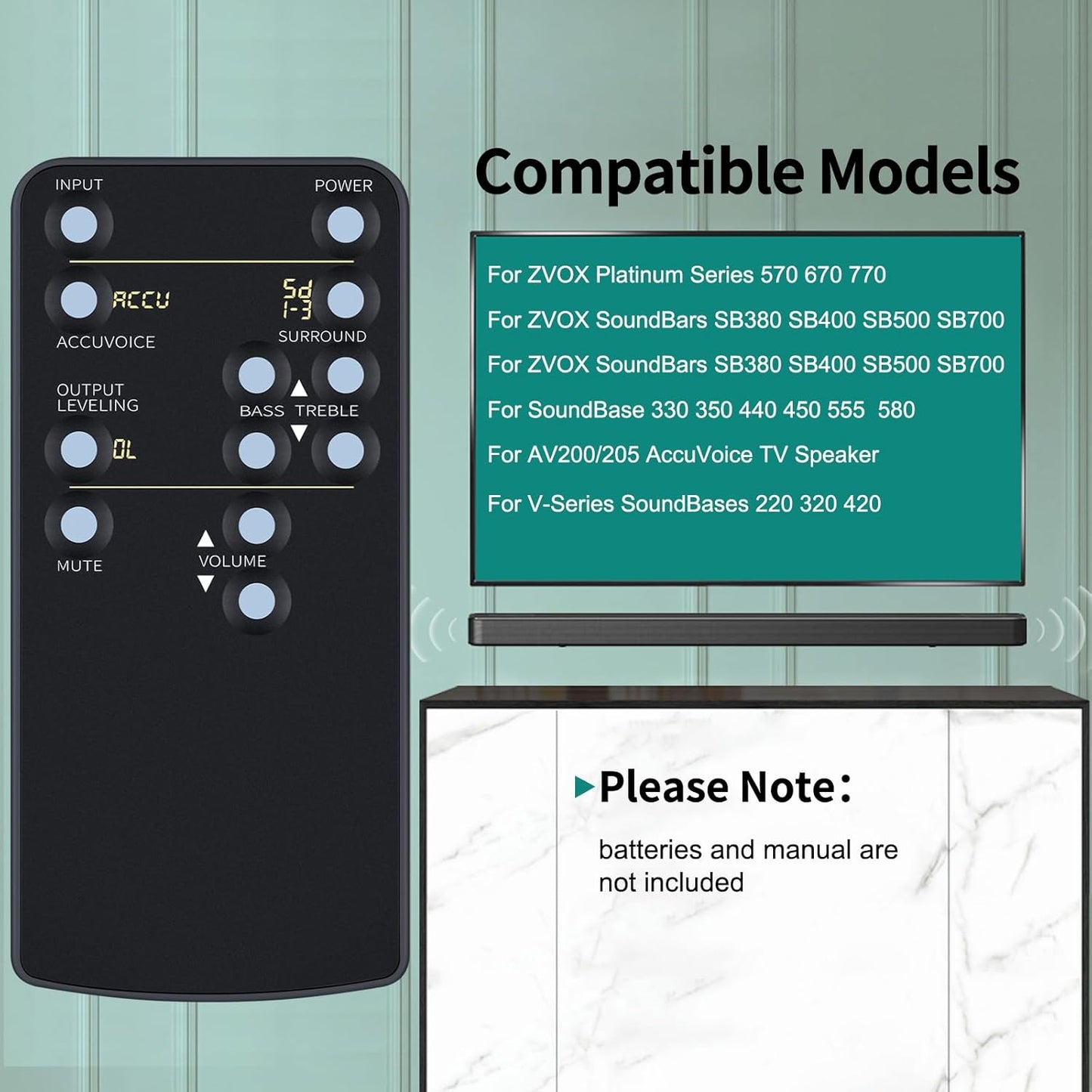 RETROSUN AV157 AV200 AV205 Replacement Sound Bar Remote Control Compatible with ZVOX Omni SoundBar Speakers