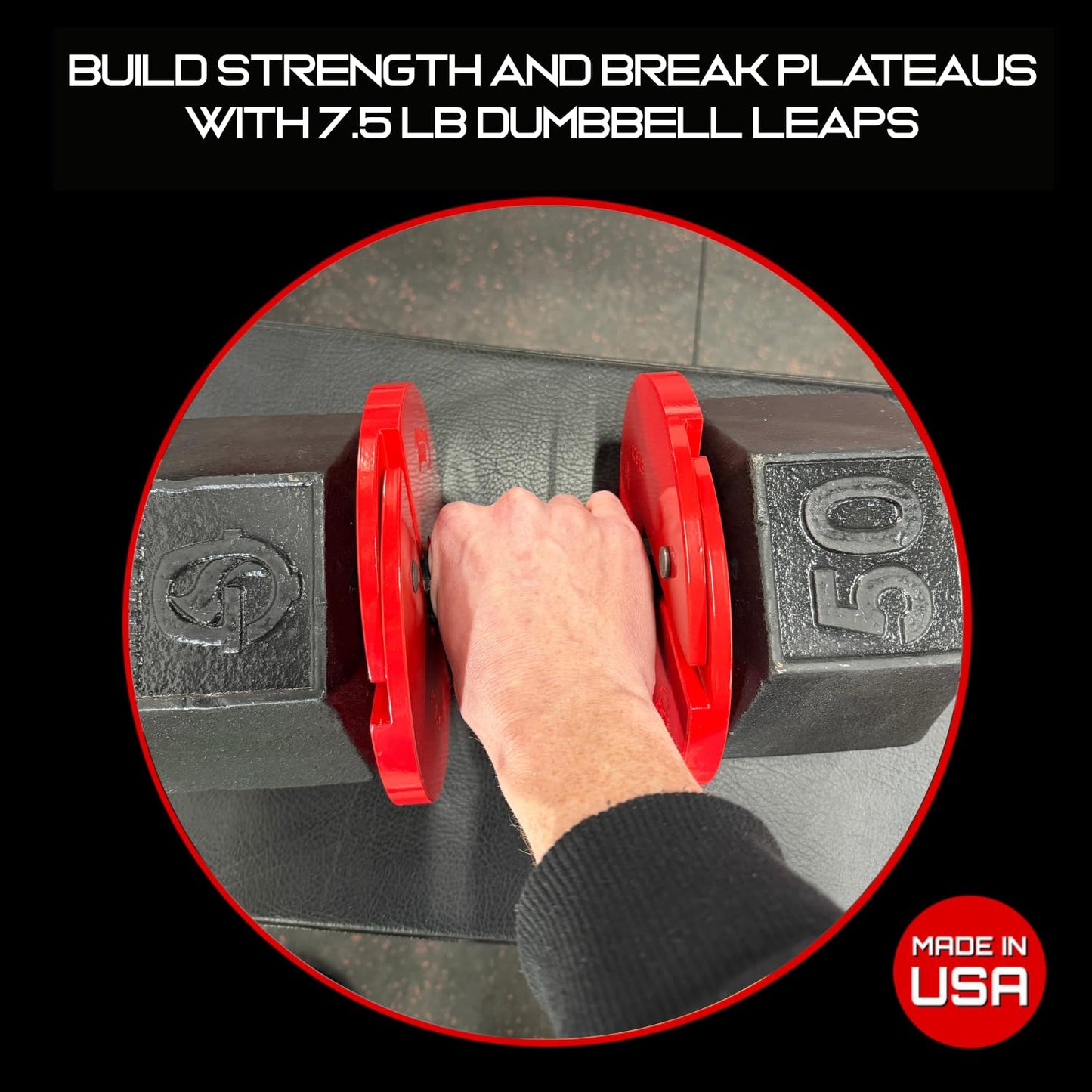 Micro Gainz Dumbbell Fractional 3.75 lb Weight Plate, Ideal for Micro Loading, (Choose Color) 4 Piece Fractional Weight Plates, Designed for Dumbbell Training, Made In USA (Red)