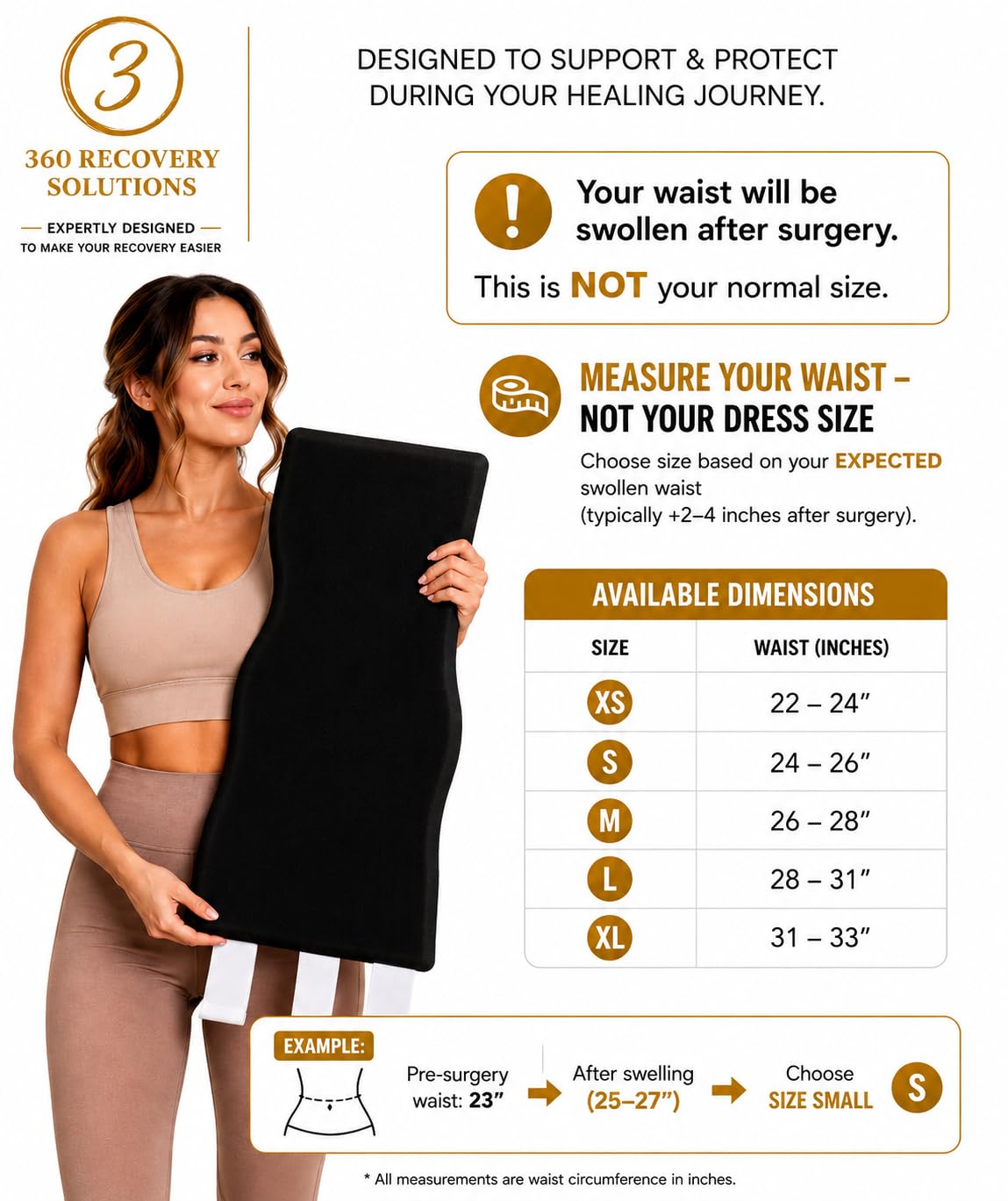Talk the Toks Post Surgery 360 Lipo Foam Wrap Around | Tummy Tuck Binder Post Surgery | Soft & Breathable Material, 360 Wrap around Liposuction | BBL Post Surgery Supplies (Small)