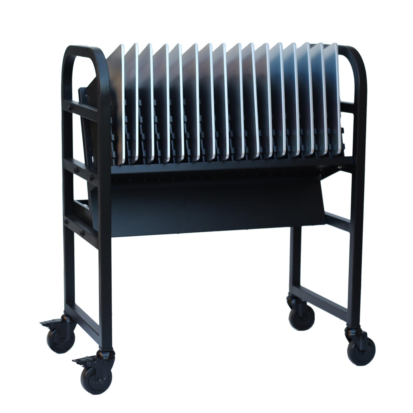 Workington 16-Device Mobile Open School Charging Cart Station for Ipads, Chromebooks, Tablets and Laptops Computer with Power Strip Included, Assembly Required, 1005 Black