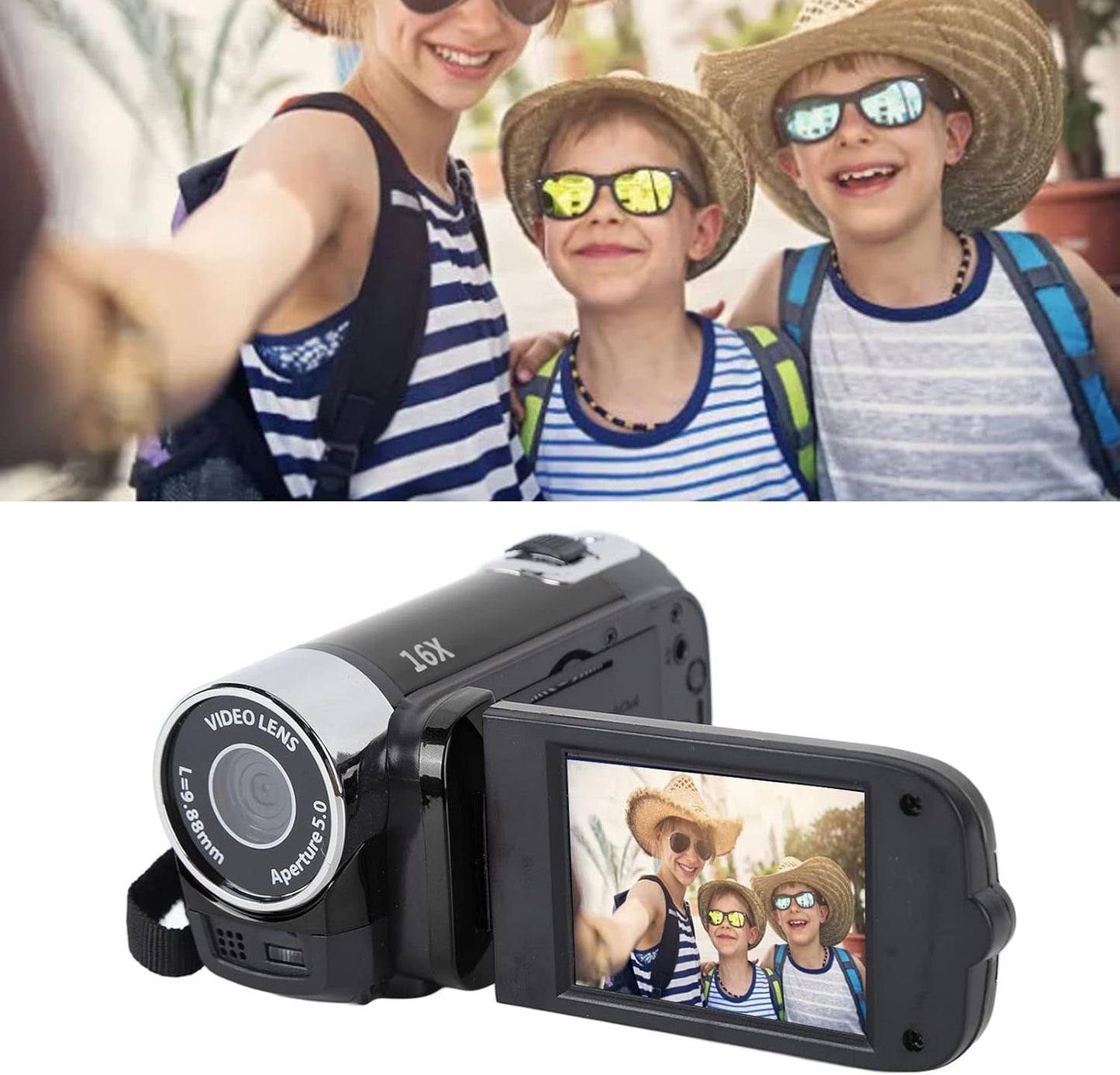 ciciglow 1080P 16MP 16x 2.7in Handheld Video Camcorder, Camera Digital Zoom Video Camera with TFT Rotatable Screen