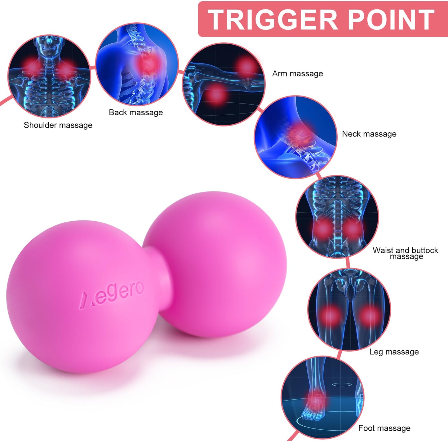 Aegero Peanut Massage Ball-Double Lacrosse Massage Ball, Mobility Ball for Myofascial Release,Yoga Therapy,Trigger Point Therapy,Muscle Knots and Acupoint Massage (Blue Firm Ball)