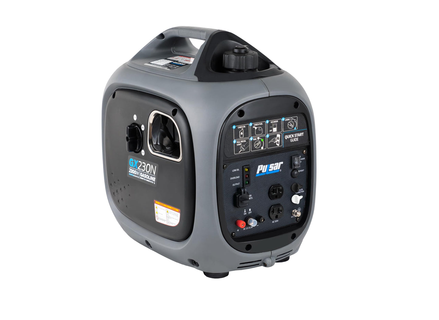 Pulsar 2,300W Portable Gas-Powered Quiet Inverter Generator for Home Emergency Backup, Parallel Capability, With USB Outlet, Long Run Time, GX230N