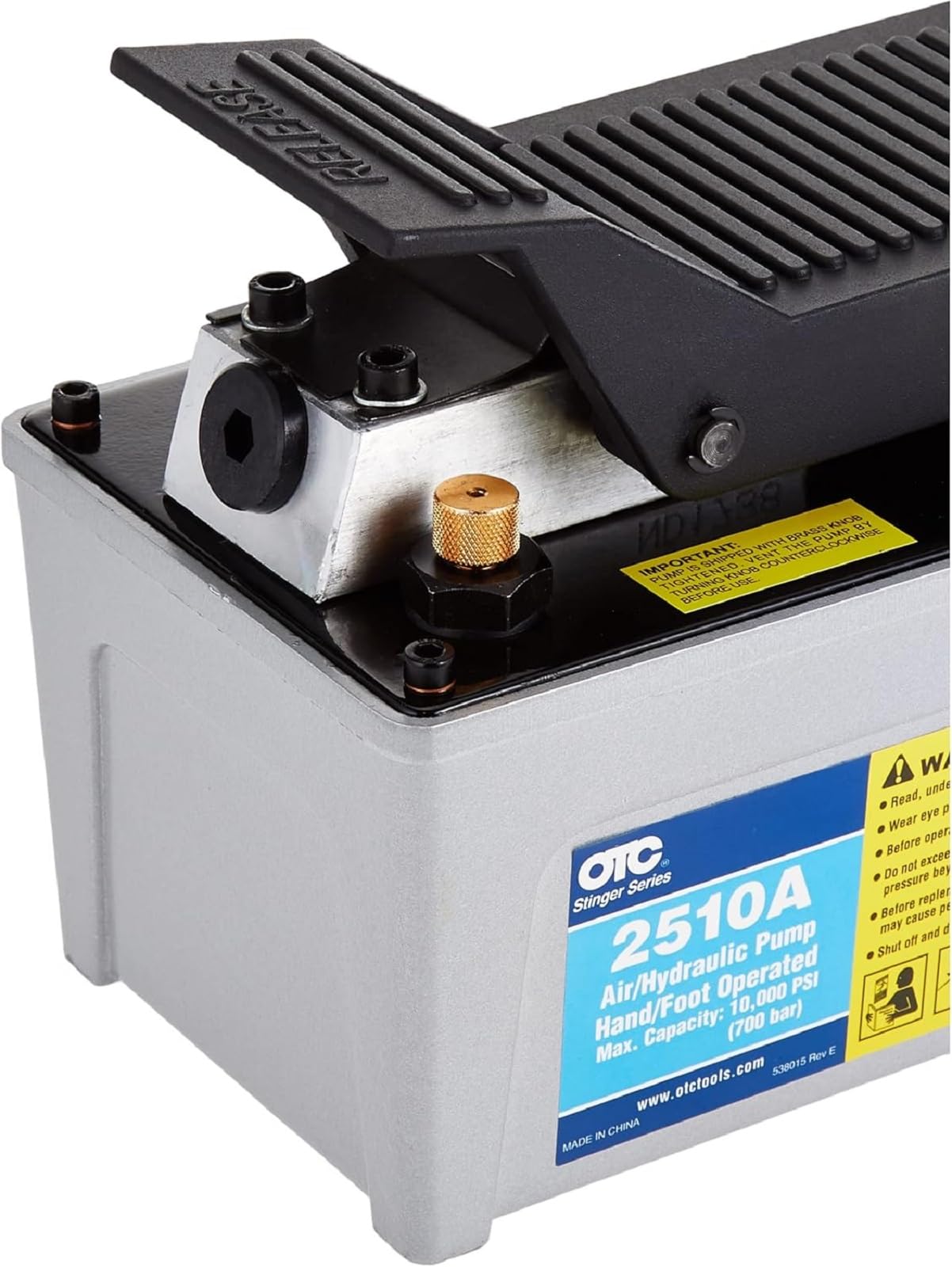 OTC 2510A Stinger 10,000 PSI Foot Operated Air/Hydraulic Pump for Rams, Presses, & Hydraulic Pullers, CHROME