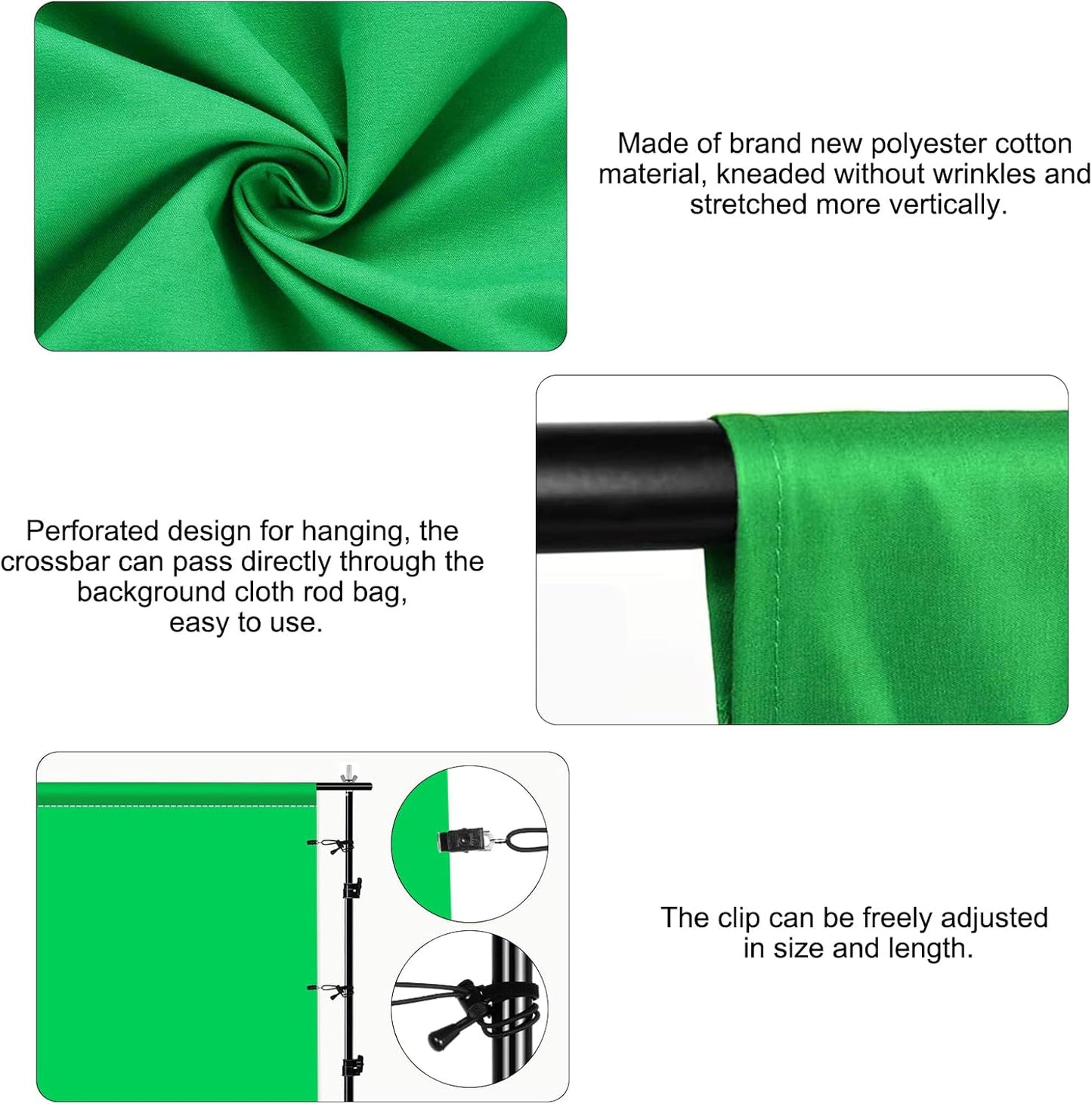 4 9.9 6.6 PULUZ Green Screen Backdrop with Fixing Clip, x Ft Photography Chroma Key Greenscreen Background