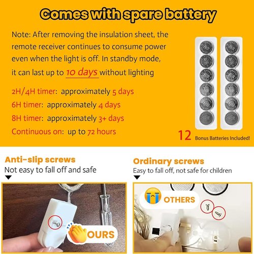 HXWEIYE Fairy Lights - 6 Pack Battery Operated with Remote & Timer | 7ft 20LED Warm White Mini Starry Lights for Indoor/Outdoor Decor