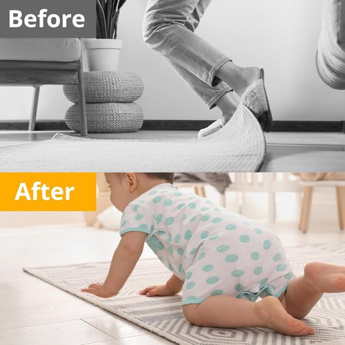 Daisyhome 12 PCS Rug Tape - Double-Sided Adhesive Gripper for Hardwood Floors | Anti-Slip Carpet Solution